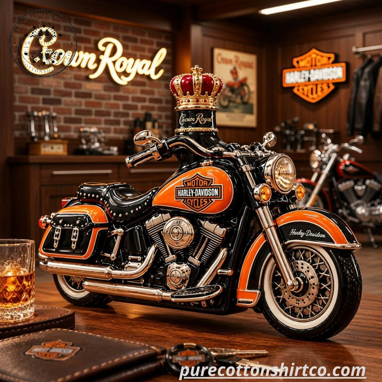 Harley-Davidson x Crown Royal Style Motorcycle Glass Decanter - Biker Gift Idea 6 Harley-Davidson x Crown Royal Style Motorcycle Glass Decanter - Biker Gift Idea