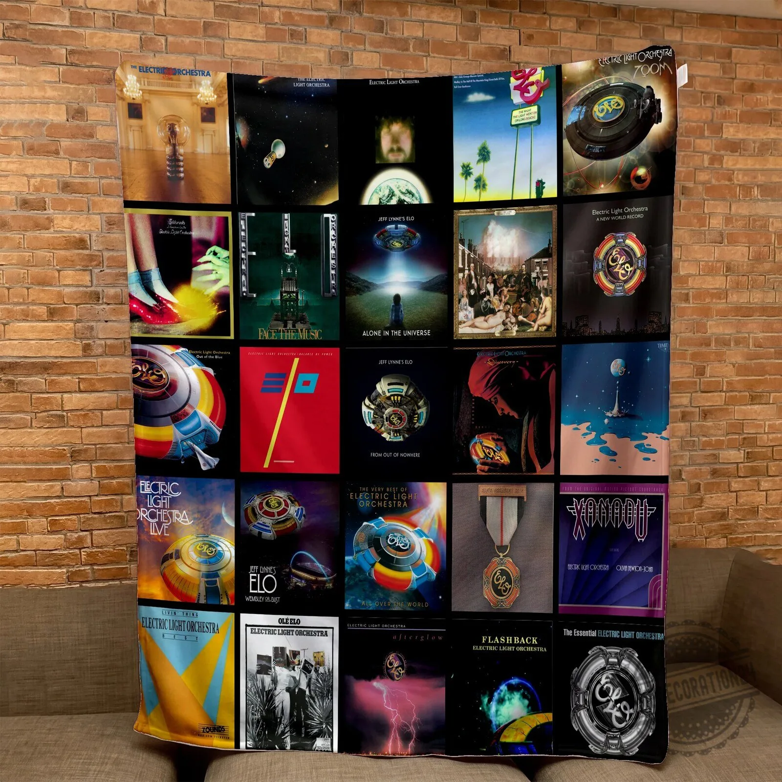 Electric Light Orchestra Albums Collage Music Art Sherpa Fleece Blanket