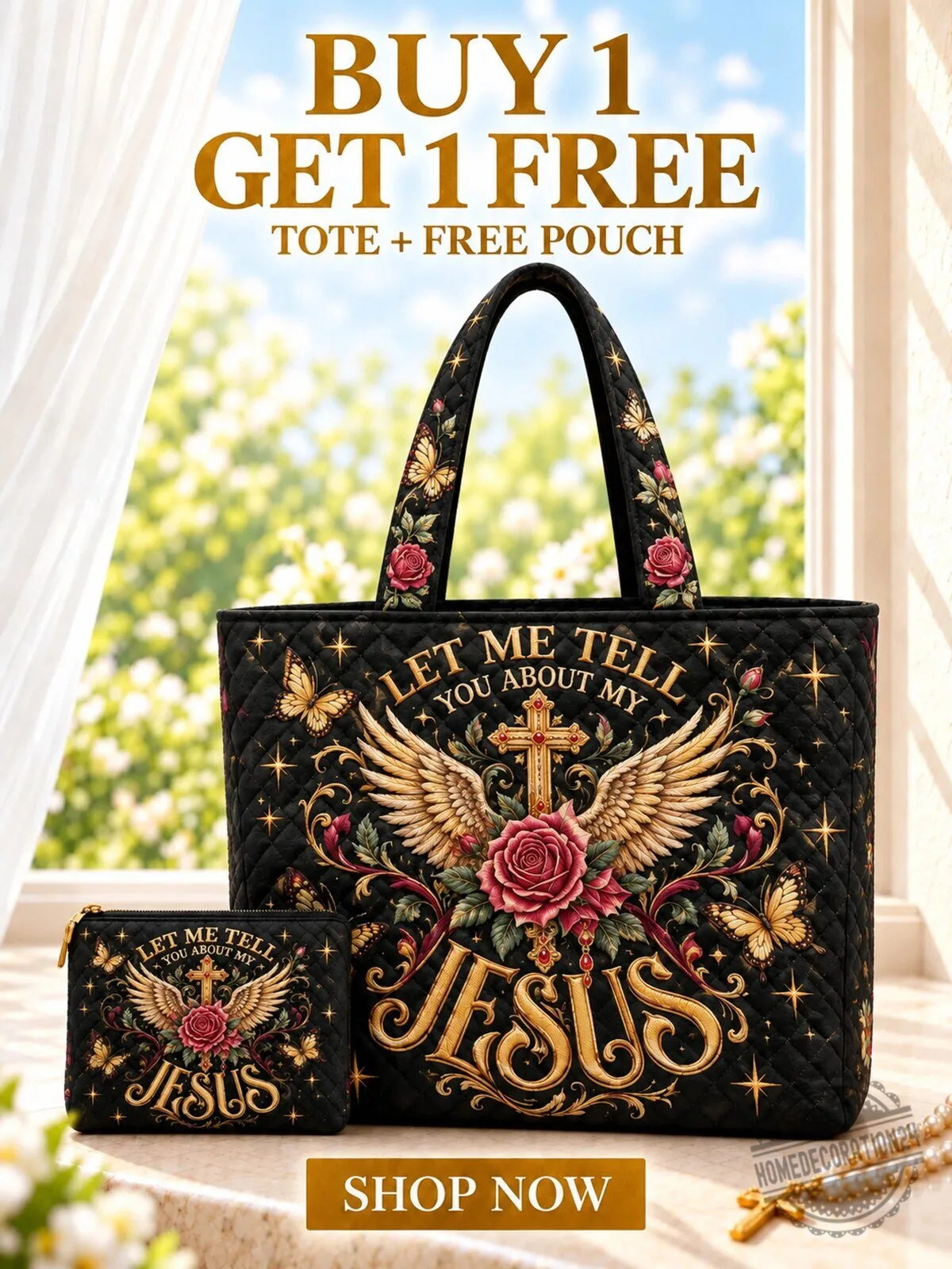 Let Me Tell You About My Jesus Christian Quilted Tote Bag