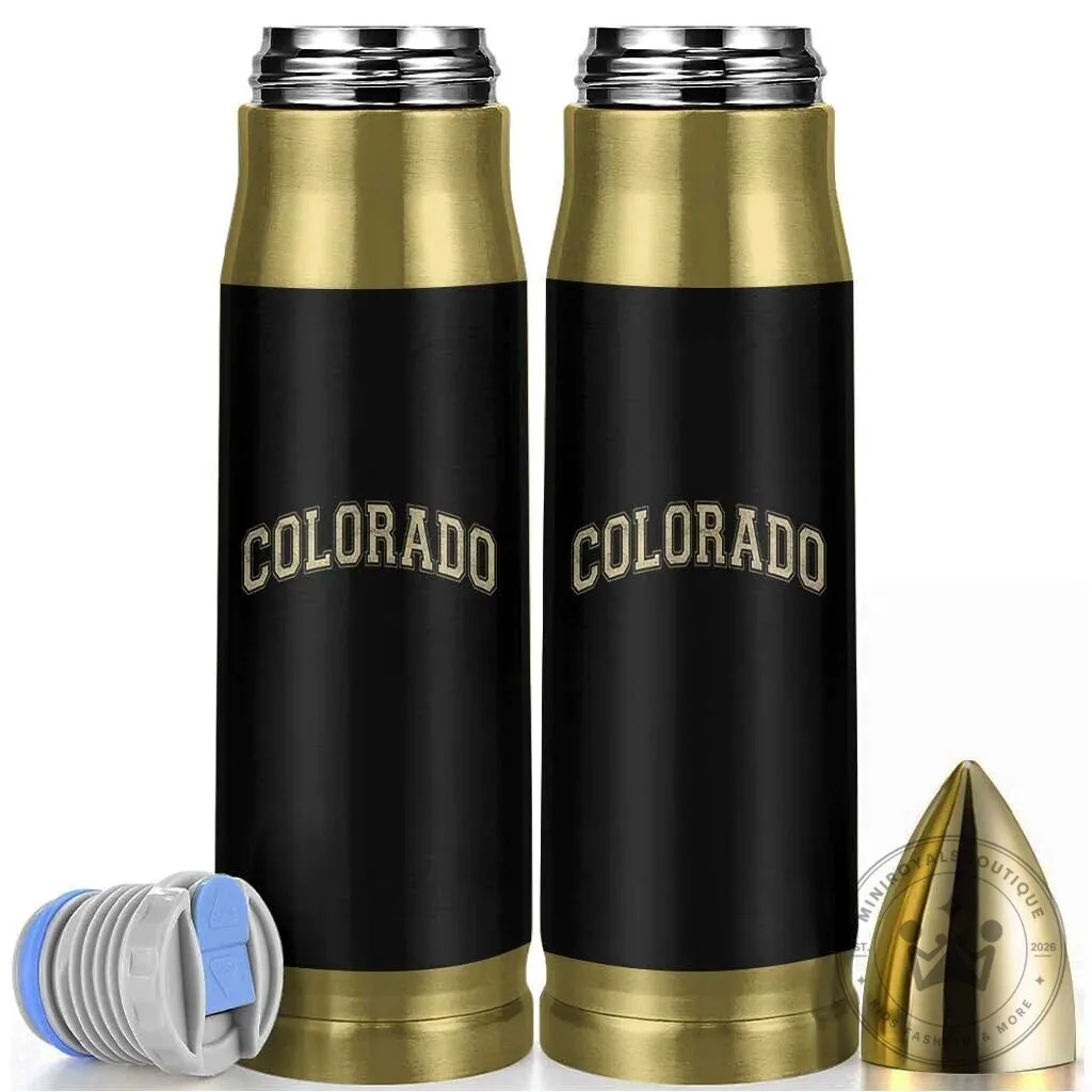 Colorado State Pride Black and Gold Bullet Shaped Insulated Tumbler 5 Colorado State Pride Black and Gold Bullet Shaped Insulated Tumbler