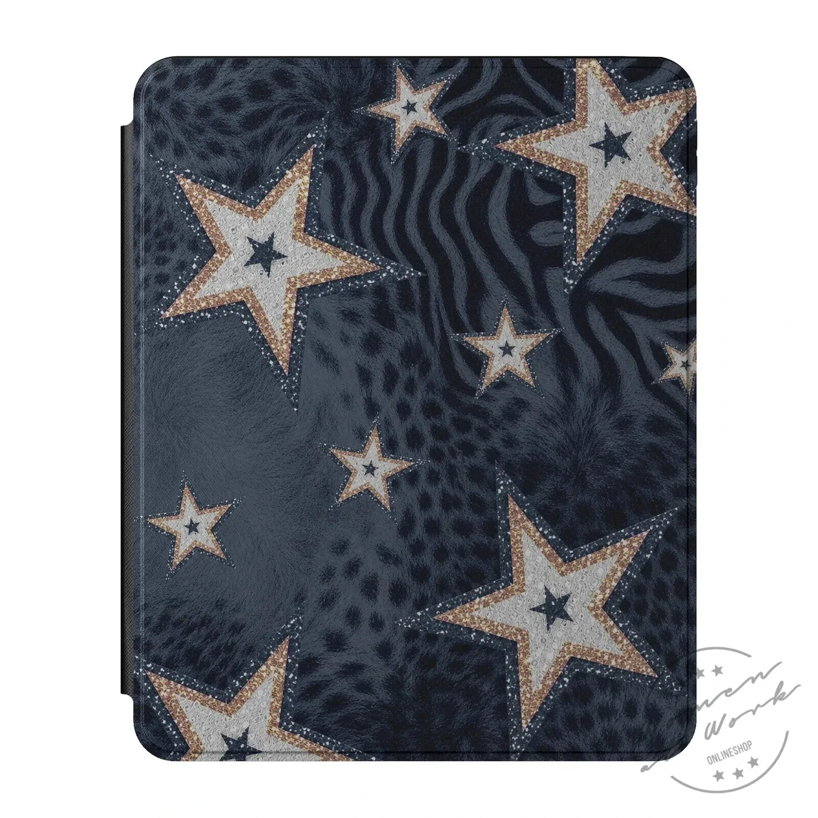 Midnight Star Glitter Animal Print iPad Case for Tablet Protection