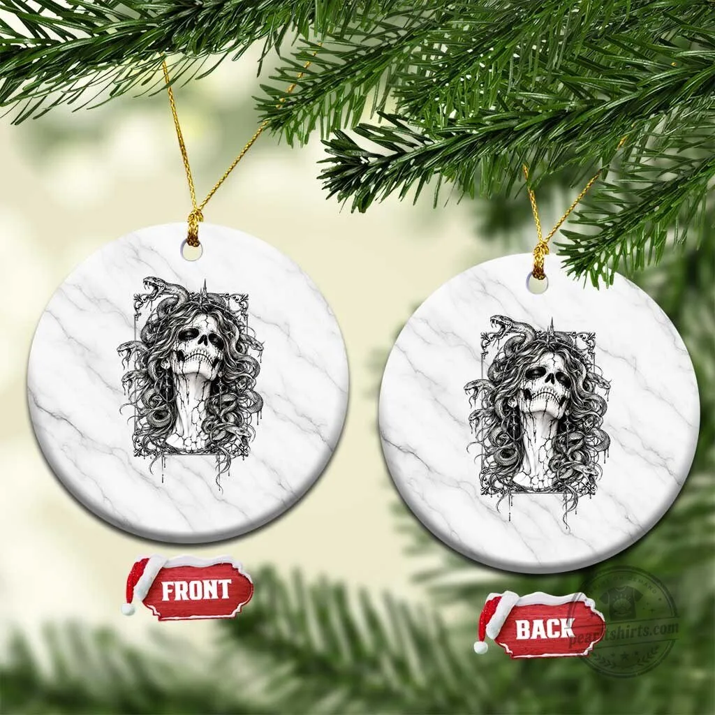 Gothic Medusa Skull Snake Greek Mythology Ceramic Christmas Ornament