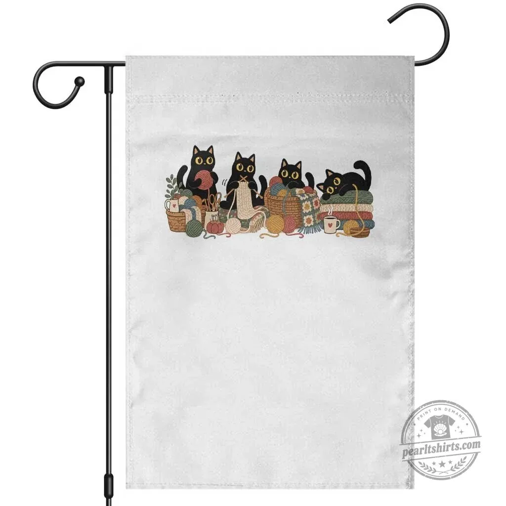 Black Cats Knitting Yarn Lover Garden Flag for Cat Mom Knitter Grandma 1 Black Cats Knitting Yarn Lover Garden Flag for Cat Mom Knitter Grandma