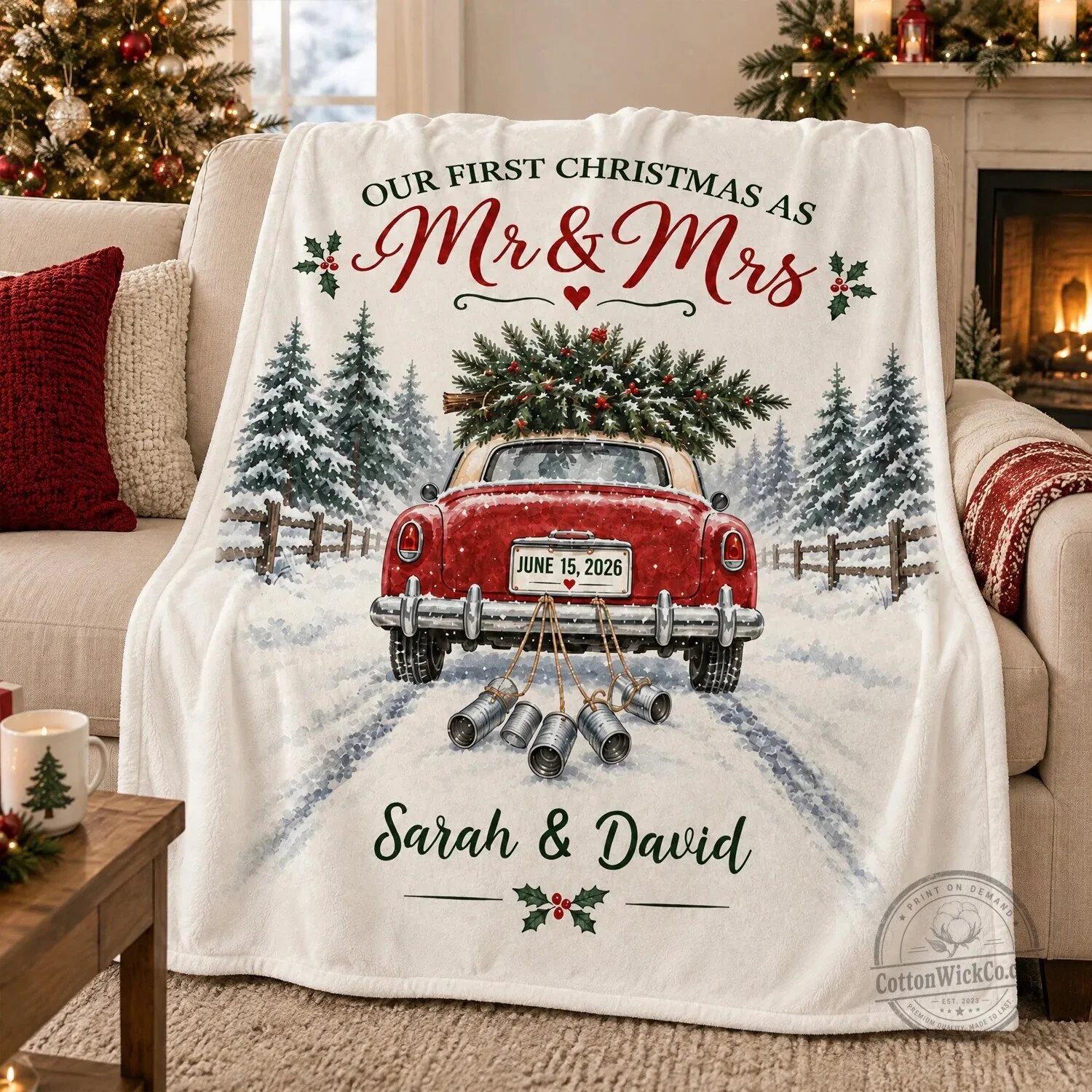 Our First Christmas As Mr And Mrs Personalized Wedding Car Winter Blanket 5 Our First Christmas As Mr And Mrs Personalized Wedding Car Winter Blanket
