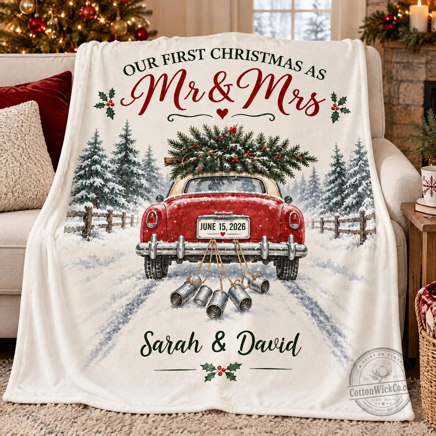Our First Christmas As Mr And Mrs Personalized Wedding Car Winter Blanket 6 Our First Christmas As Mr And Mrs Personalized Wedding Car Winter Blanket