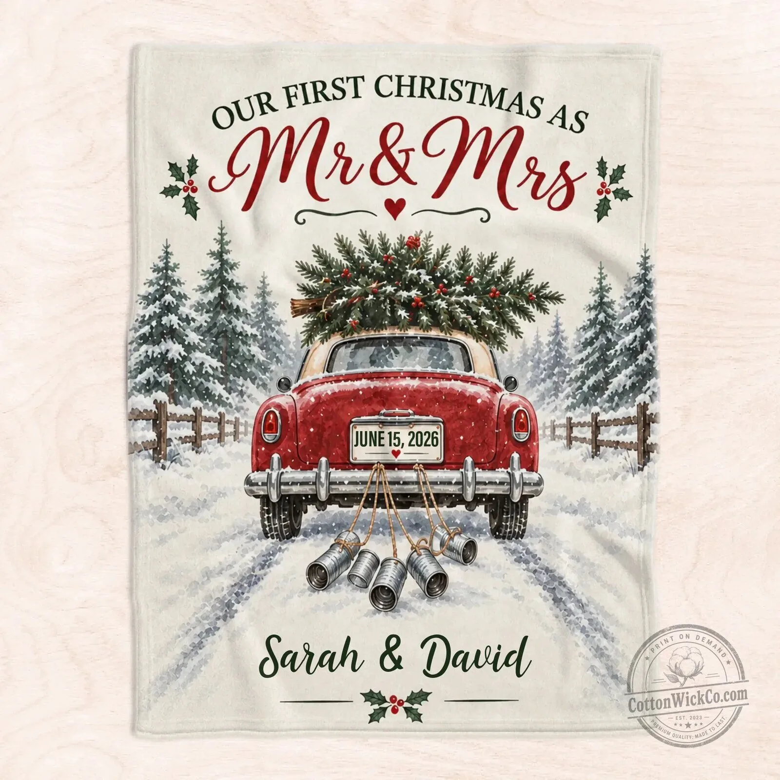 Our First Christmas As Mr And Mrs Personalized Wedding Car Winter Blanket 7 Our First Christmas As Mr And Mrs Personalized Wedding Car Winter Blanket