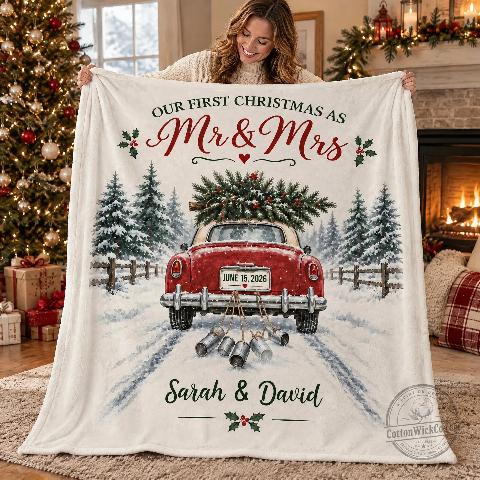 Our First Christmas As Mr And Mrs Personalized Wedding Car Winter Blanket 8 Our First Christmas As Mr And Mrs Personalized Wedding Car Winter Blanket