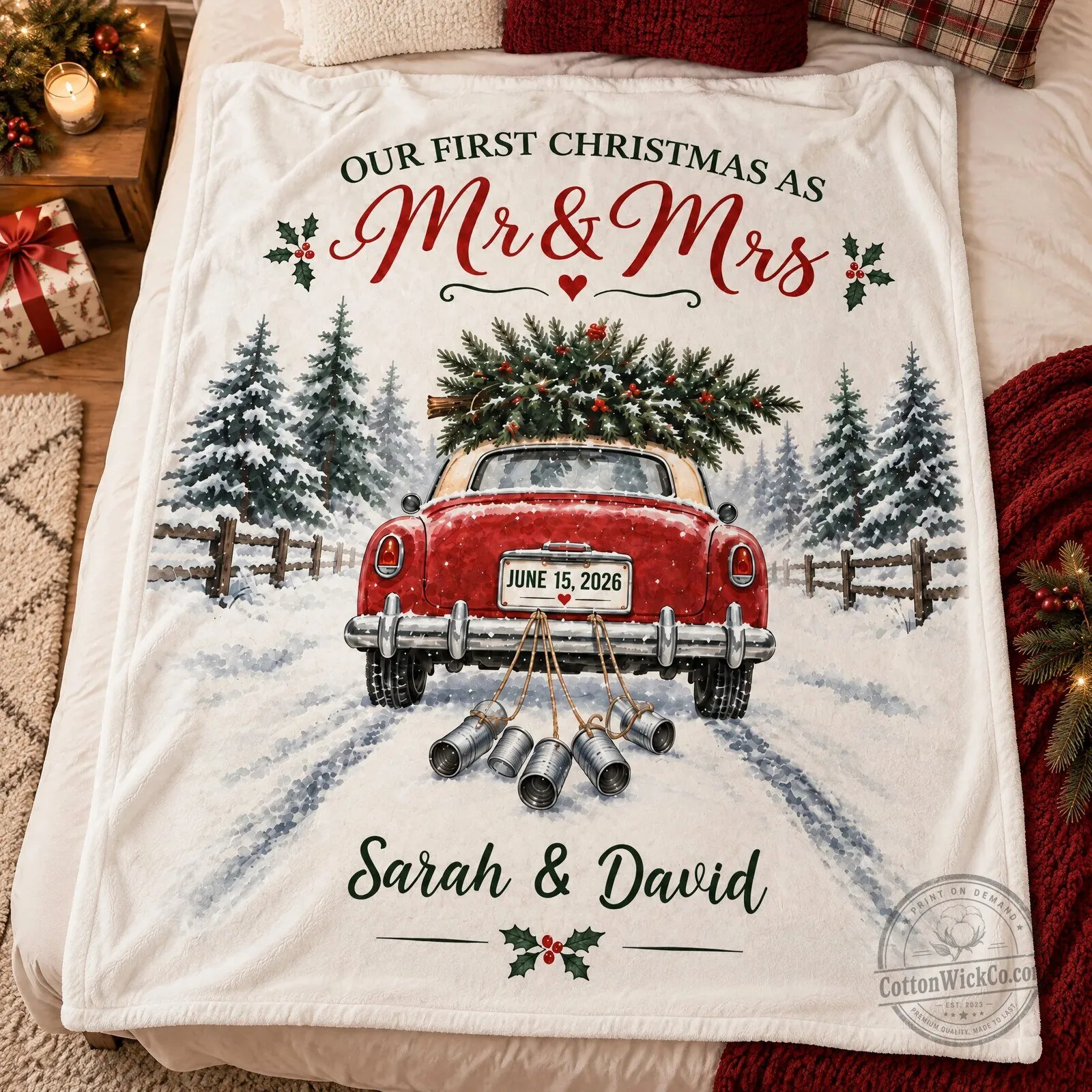 Our First Christmas As Mr And Mrs Personalized Wedding Car Winter Blanket 9 Our First Christmas As Mr And Mrs Personalized Wedding Car Winter Blanket