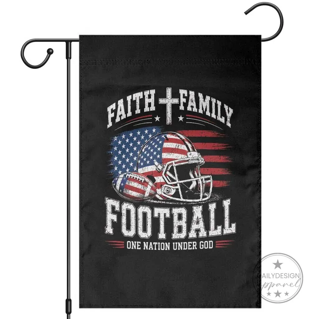 Faith Family Football One Nation Under God American Flag Garden Flag