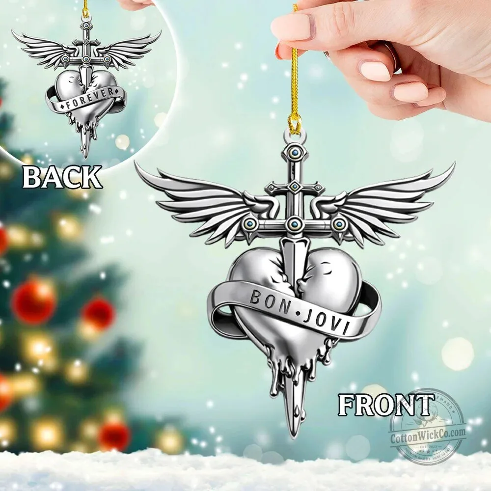 Bon Jovi Forever Heart and Wings Sword Christmas Tree Ornament
