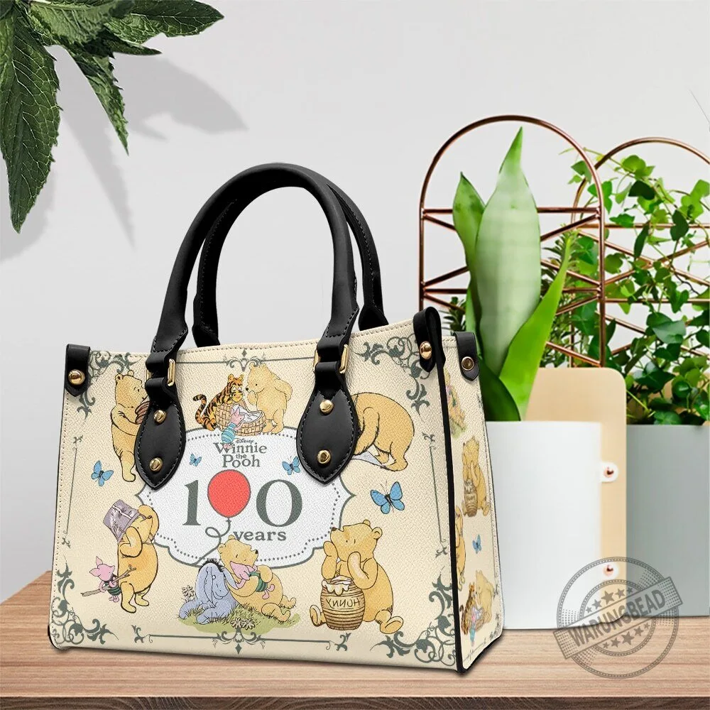 Winnie The Pooh 100 Years Anniversary Cartoon Character Leather Handbag