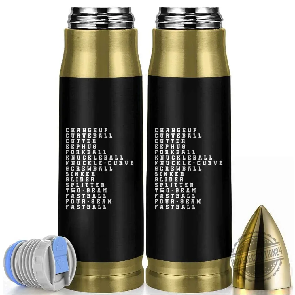 Baseball Pitch Types Terminology Bullet Tumbler with Changeup Curveball Cutter Design
