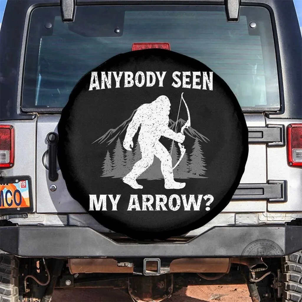 Funny Bigfoot Bowhunter Anybody Seen My Arrow Spare Tire Cover