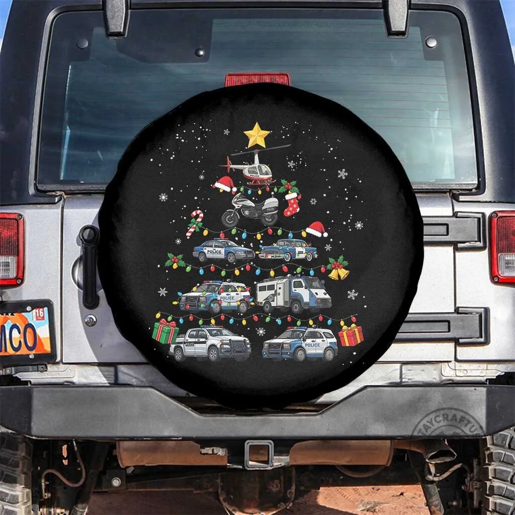 Funny Police Car Christmas Tree Spare Tire Cover Law Enforcement Appreciation Gift 1 Funny Police Car Christmas Tree Spare Tire Cover Law Enforcement Appreciation Gift