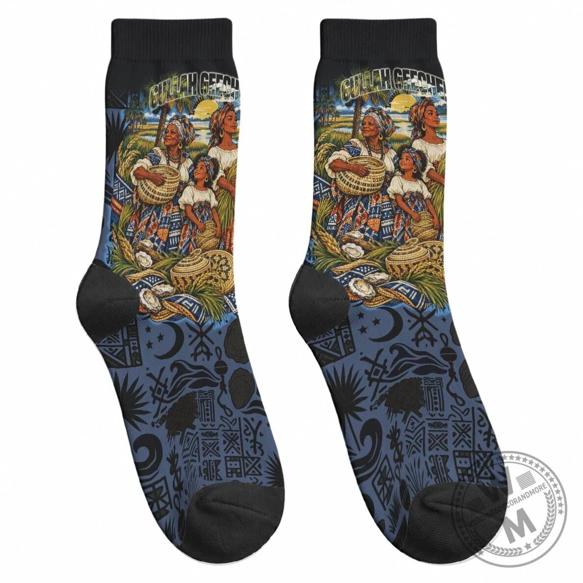 African American Gullah Geechee Sweetgrass Basket Coastal Crew Socks 7 African American Gullah Geechee Sweetgrass Basket Coastal Crew Socks