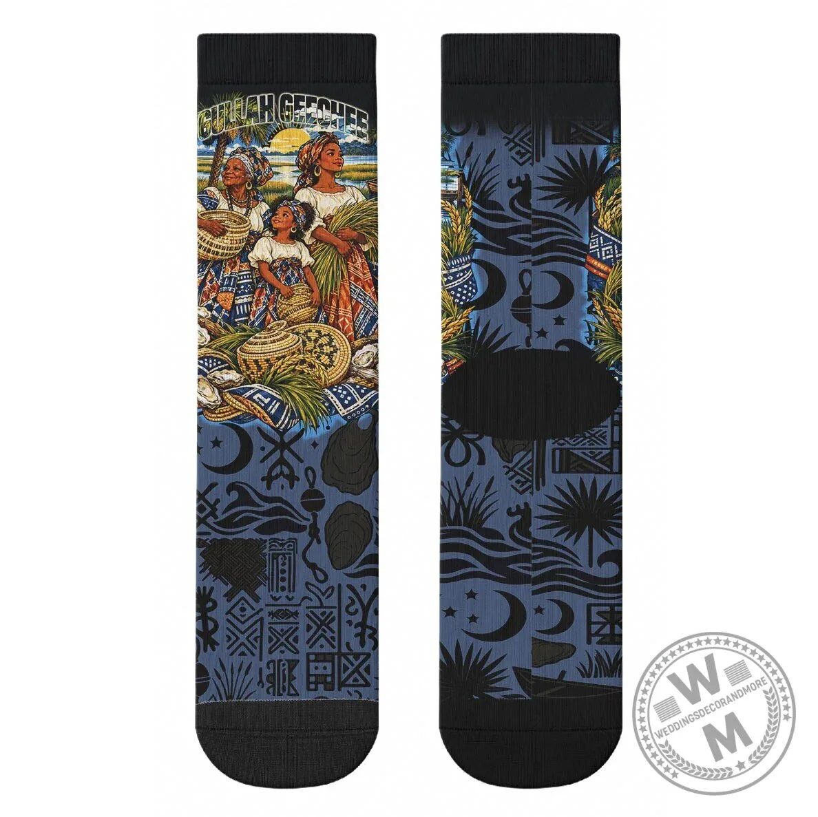 African American Gullah Geechee Sweetgrass Basket Coastal Crew Socks 9 African American Gullah Geechee Sweetgrass Basket Coastal Crew Socks