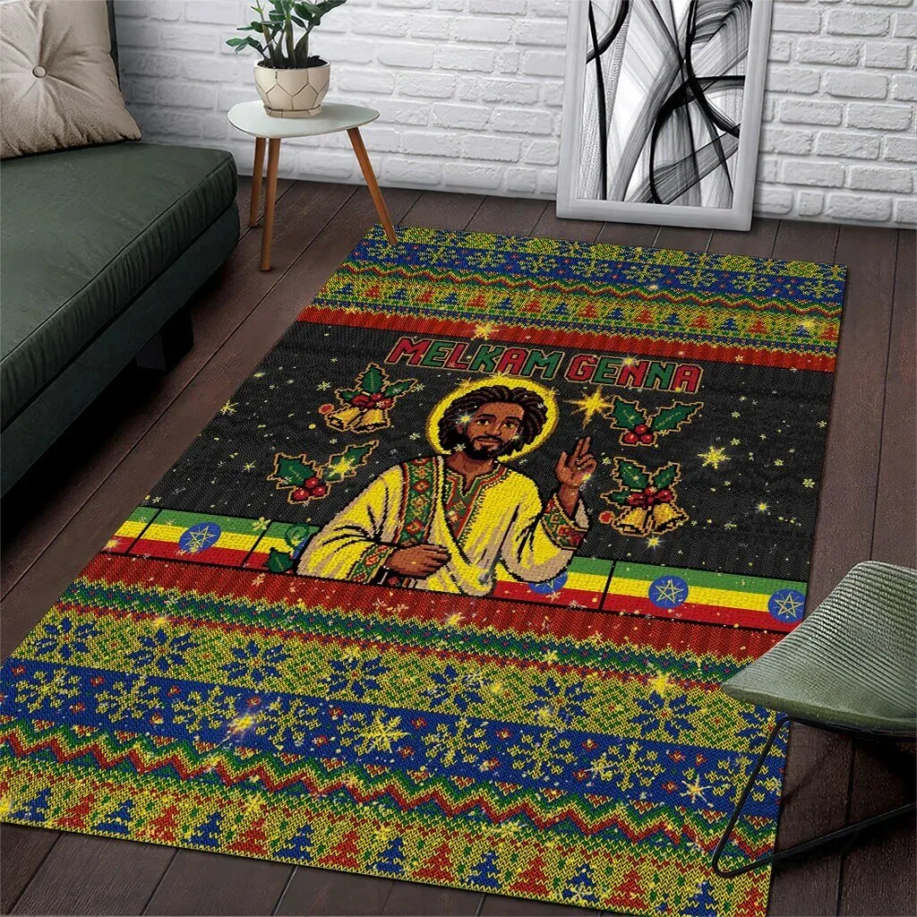 Melkam Genna Ethiopian Jesus Christmas Holiday Area Rug