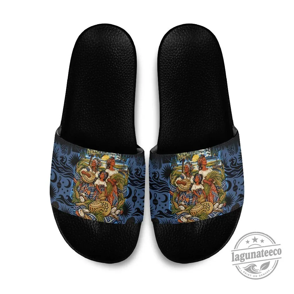 African American Gullah Geechee Sweetgrass Basket Coastal Slide Sandals 6 African American Gullah Geechee Sweetgrass Basket Coastal Slide Sandals