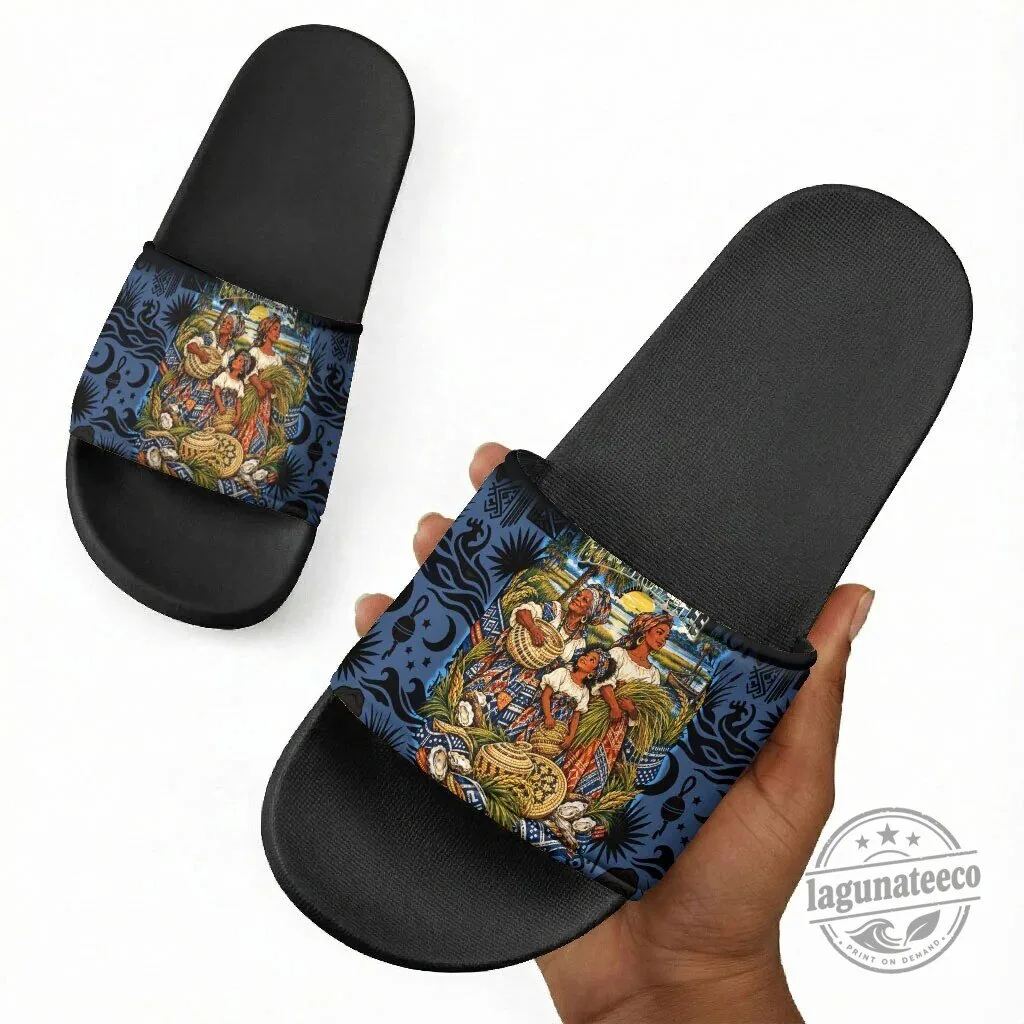 African American Gullah Geechee Sweetgrass Basket Coastal Slide Sandals 7 African American Gullah Geechee Sweetgrass Basket Coastal Slide Sandals