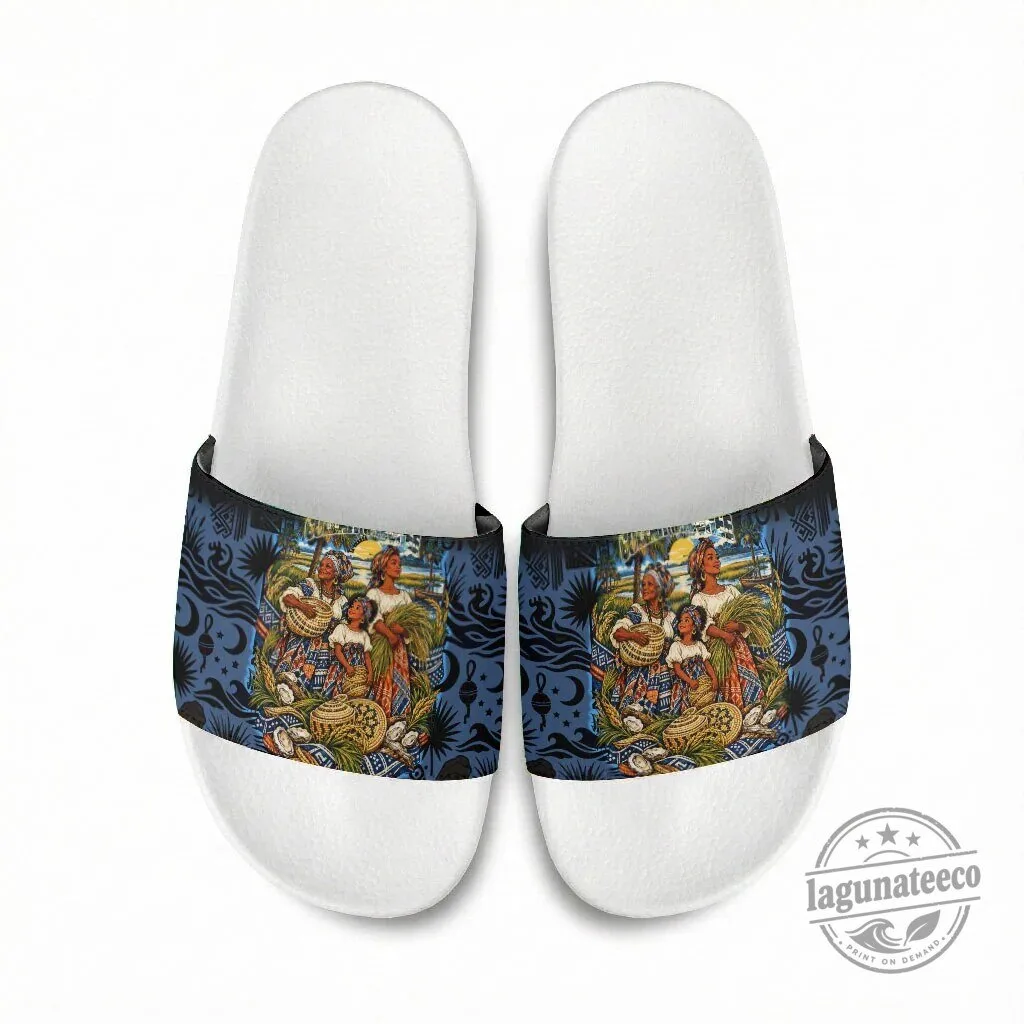 African American Gullah Geechee Sweetgrass Basket Coastal Slide Sandals 8 African American Gullah Geechee Sweetgrass Basket Coastal Slide Sandals