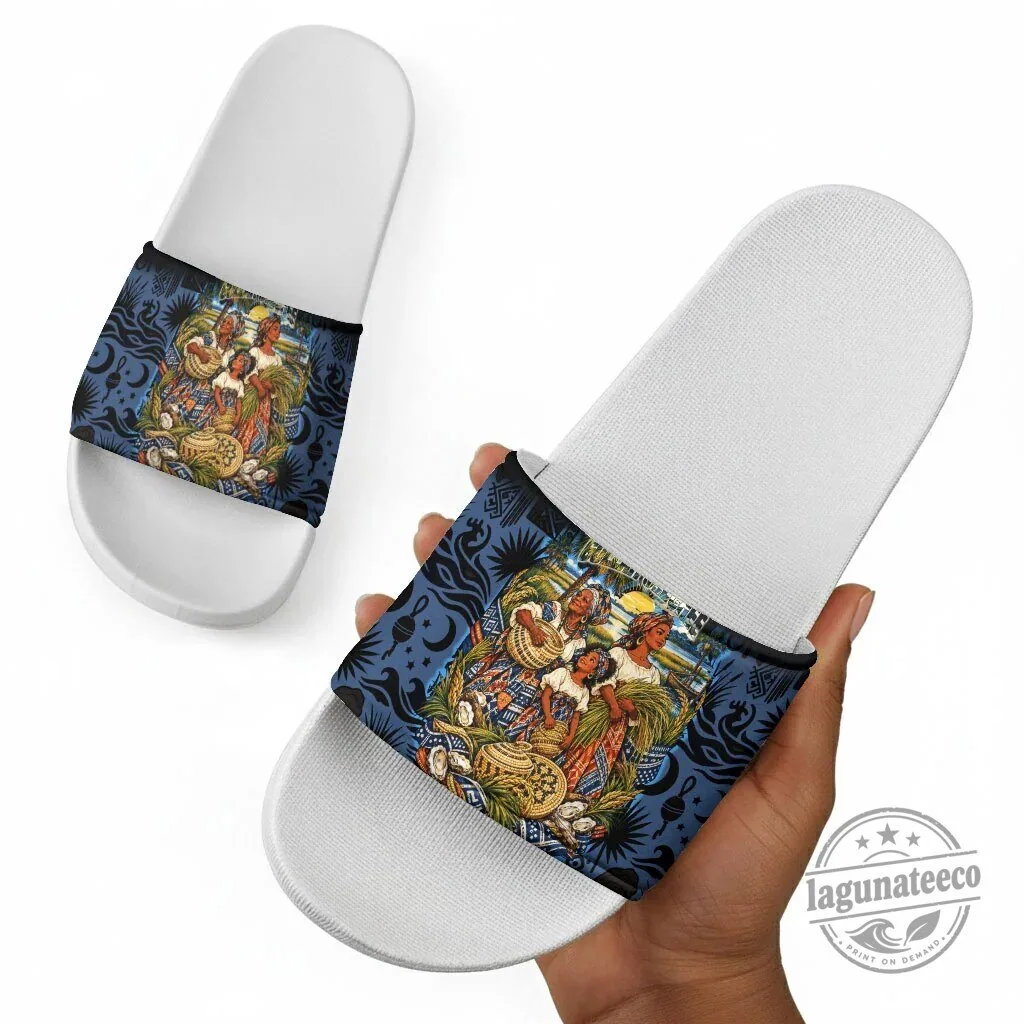 African American Gullah Geechee Sweetgrass Basket Coastal Slide Sandals 9 African American Gullah Geechee Sweetgrass Basket Coastal Slide Sandals