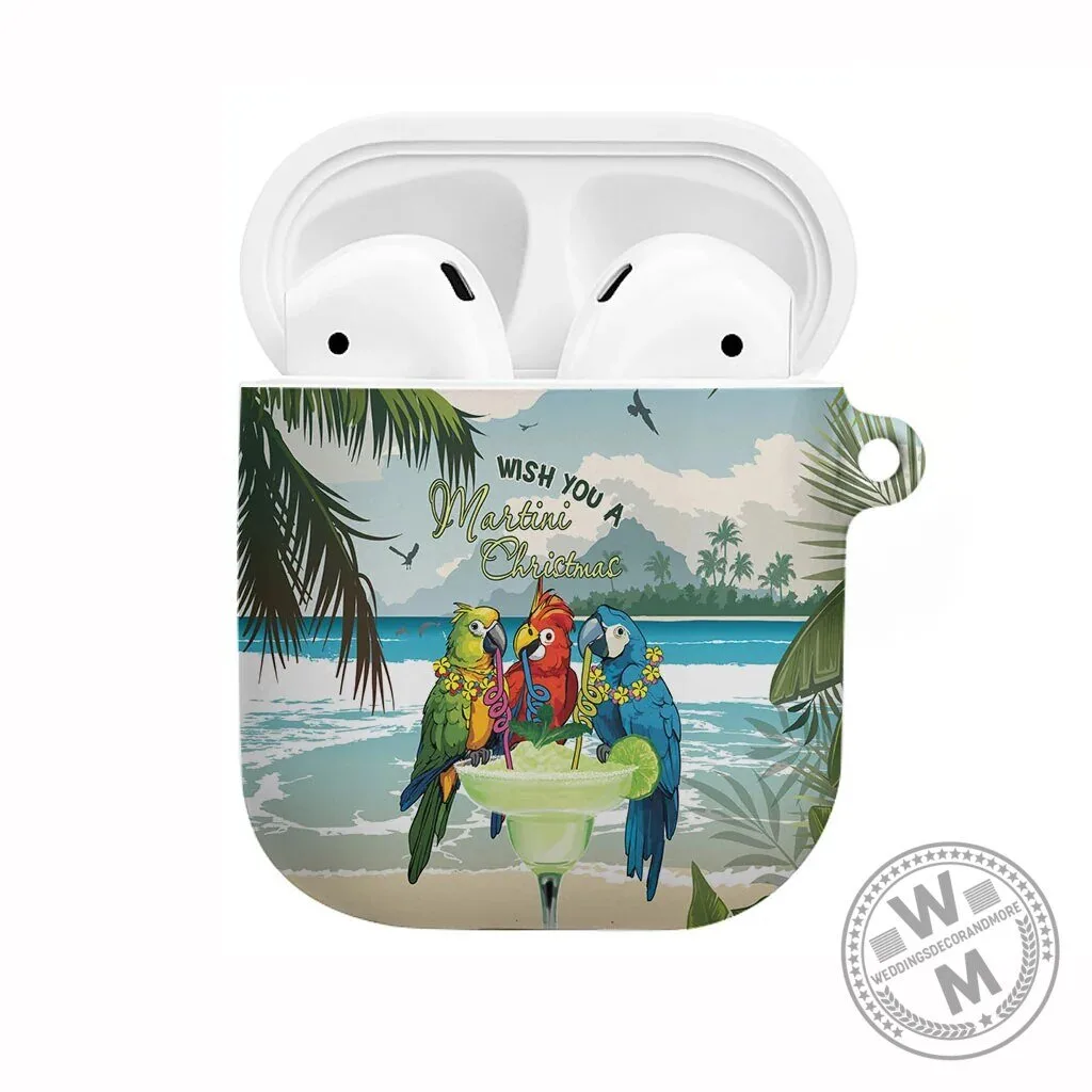 Christmas Martini Parrot Tropical Beach AirPods Case