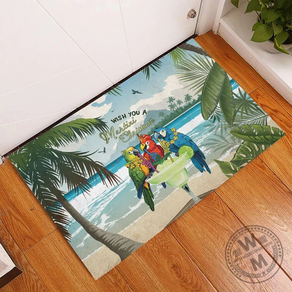 Wish You A Martini Christmas Tropical Parrot Beach Doormat 6 Wish You A Martini Christmas Tropical Parrot Beach Doormat