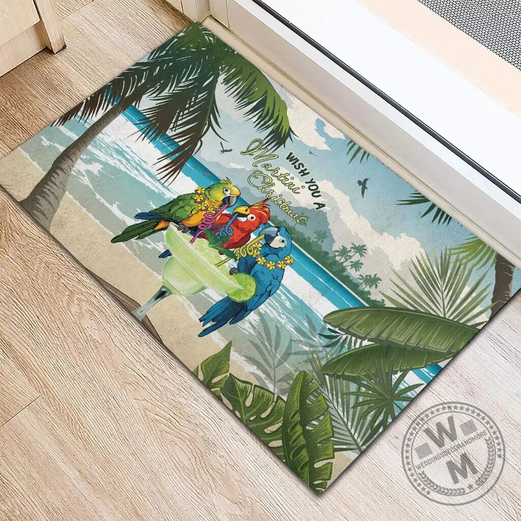 Wish You A Martini Christmas Tropical Parrot Beach Doormat 7 Wish You A Martini Christmas Tropical Parrot Beach Doormat