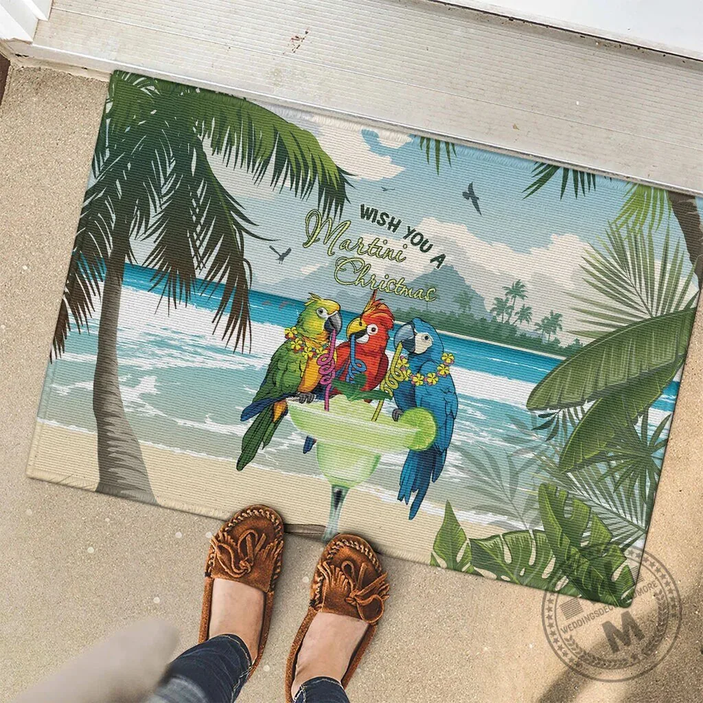 Wish You A Martini Christmas Tropical Parrot Beach Doormat 9 Wish You A Martini Christmas Tropical Parrot Beach Doormat