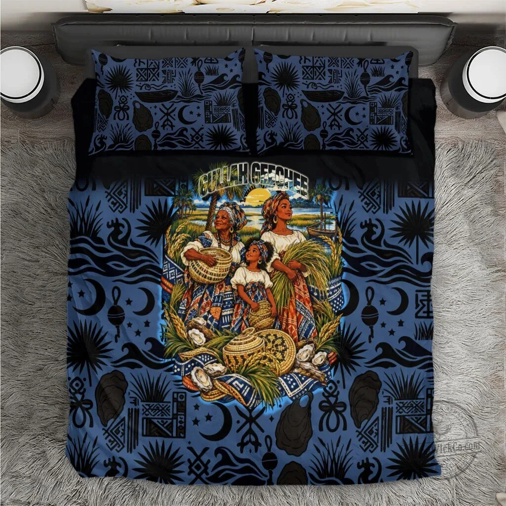 Gullah Geechee African American Sweetgrass Basket Coastal Bedding Set