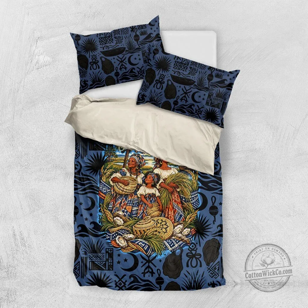 Gullah Geechee African American Sweetgrass Basket Coastal Bedding Set 11 Gullah Geechee African American Sweetgrass Basket Coastal Bedding Set