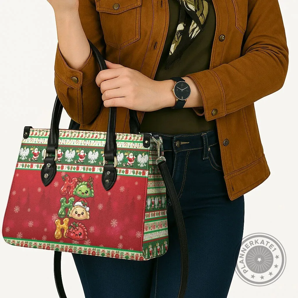 Poland Christmas Ho Ho Ho Squishy Pierogi Pattern Holiday Handbag 10 Poland Christmas Ho Ho Ho Squishy Pierogi Pattern Holiday Handbag