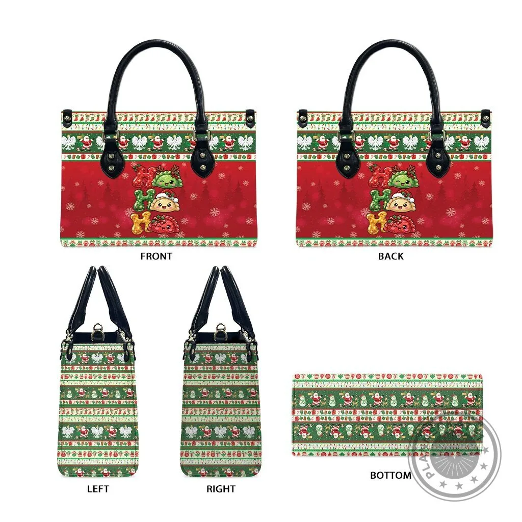 Poland Christmas Ho Ho Ho Squishy Pierogi Pattern Holiday Handbag 11 Poland Christmas Ho Ho Ho Squishy Pierogi Pattern Holiday Handbag