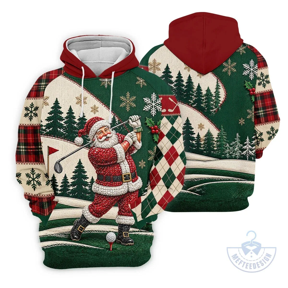 Men's Christmas Polo Shirt Featuring a Humorous Santa Claus Golfing Design 21 Men