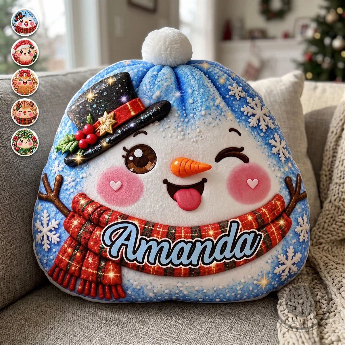Personalized Snowman Christmas Holiday Custom Name Decorative Throw Pillow 7 Personalized Snowman Christmas Holiday Custom Name Decorative Throw Pillow