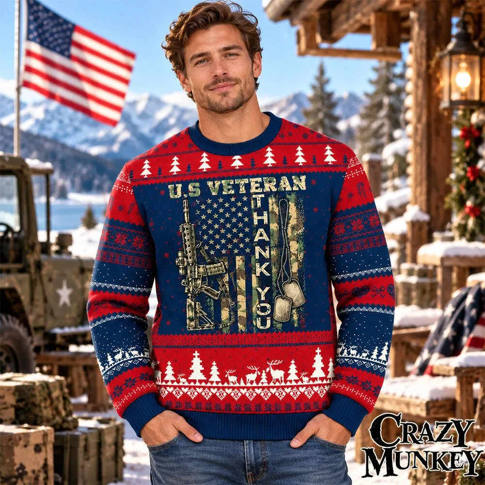 US Veteran Thank You Military Tribute Ugly Christmas Sweater | Apparel