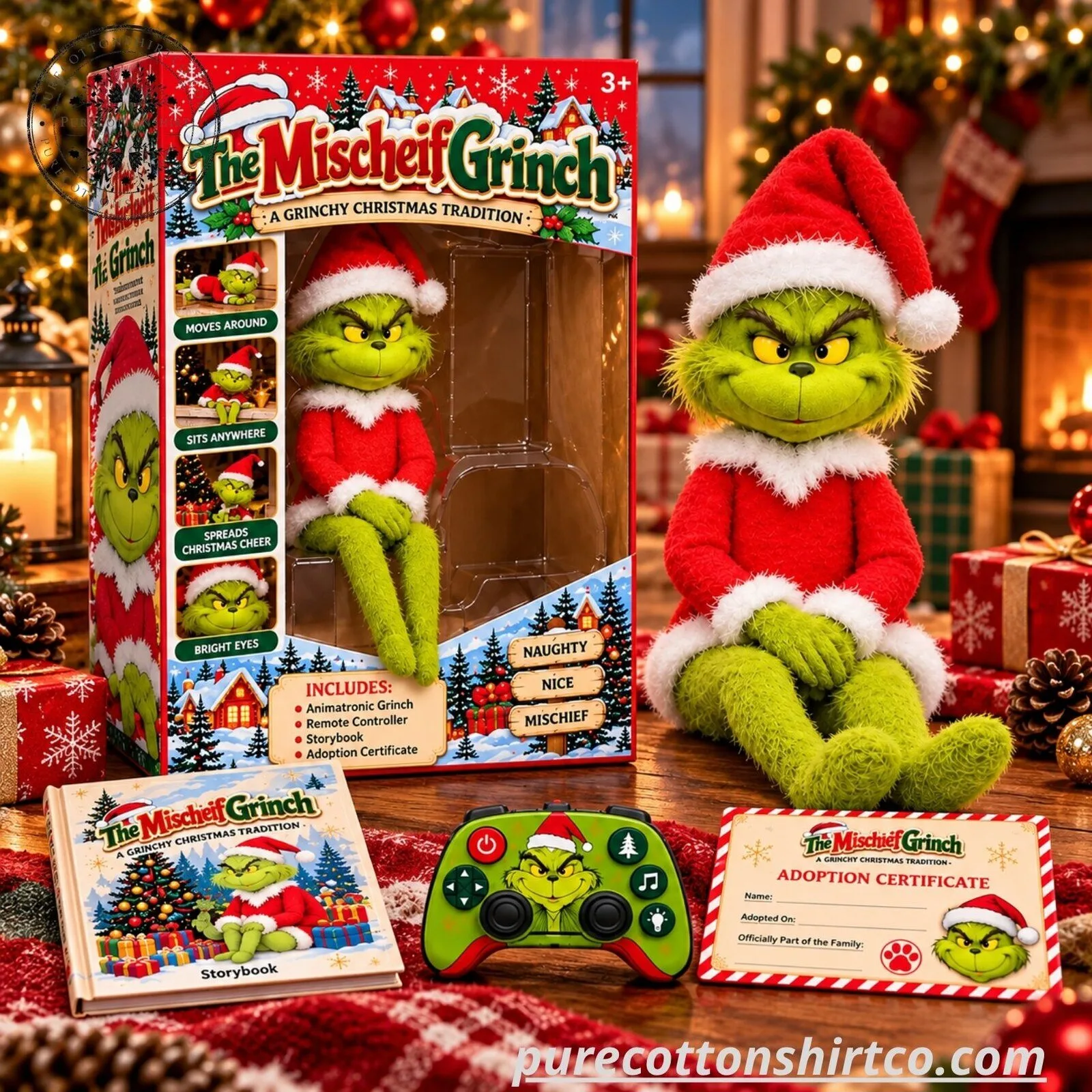 The Mischief Grinch Remote Control Animatronic Plush - Christmas Tradition Toy Set