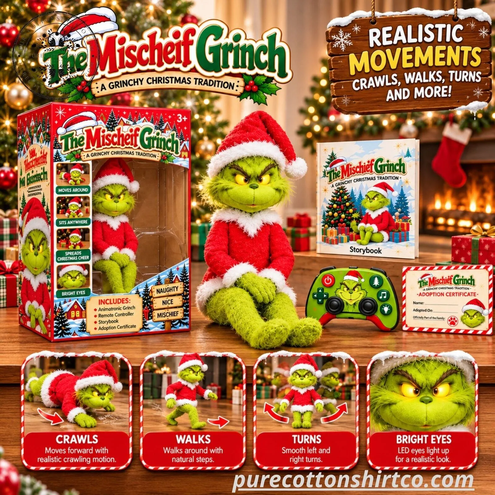 The Mischief Grinch Remote Control Animatronic Plush - Christmas Tradition Toy Set 6 The Mischief Grinch Remote Control Animatronic Plush - Christmas Tradition Toy Set