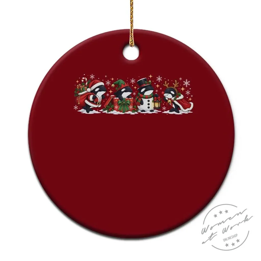 Christmas Orca Whale Holiday Ceramic Ornament 1 Christmas Orca Whale Holiday Ceramic Ornament