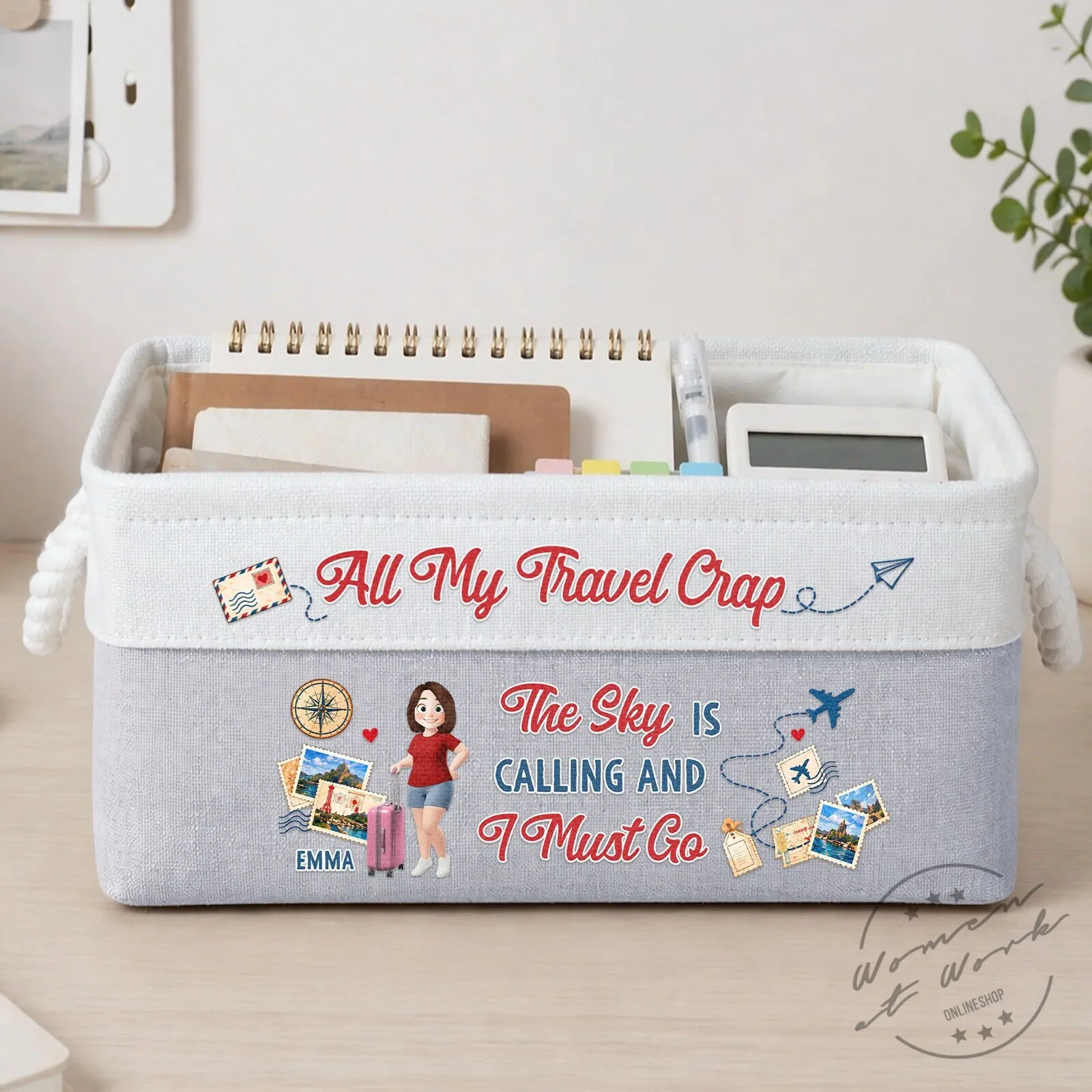 Personalized All My Travel Crap The Sky Is Calling And I Must Go Storage Basket 8 Personalized All My Travel Crap The Sky Is Calling And I Must Go Storage Basket