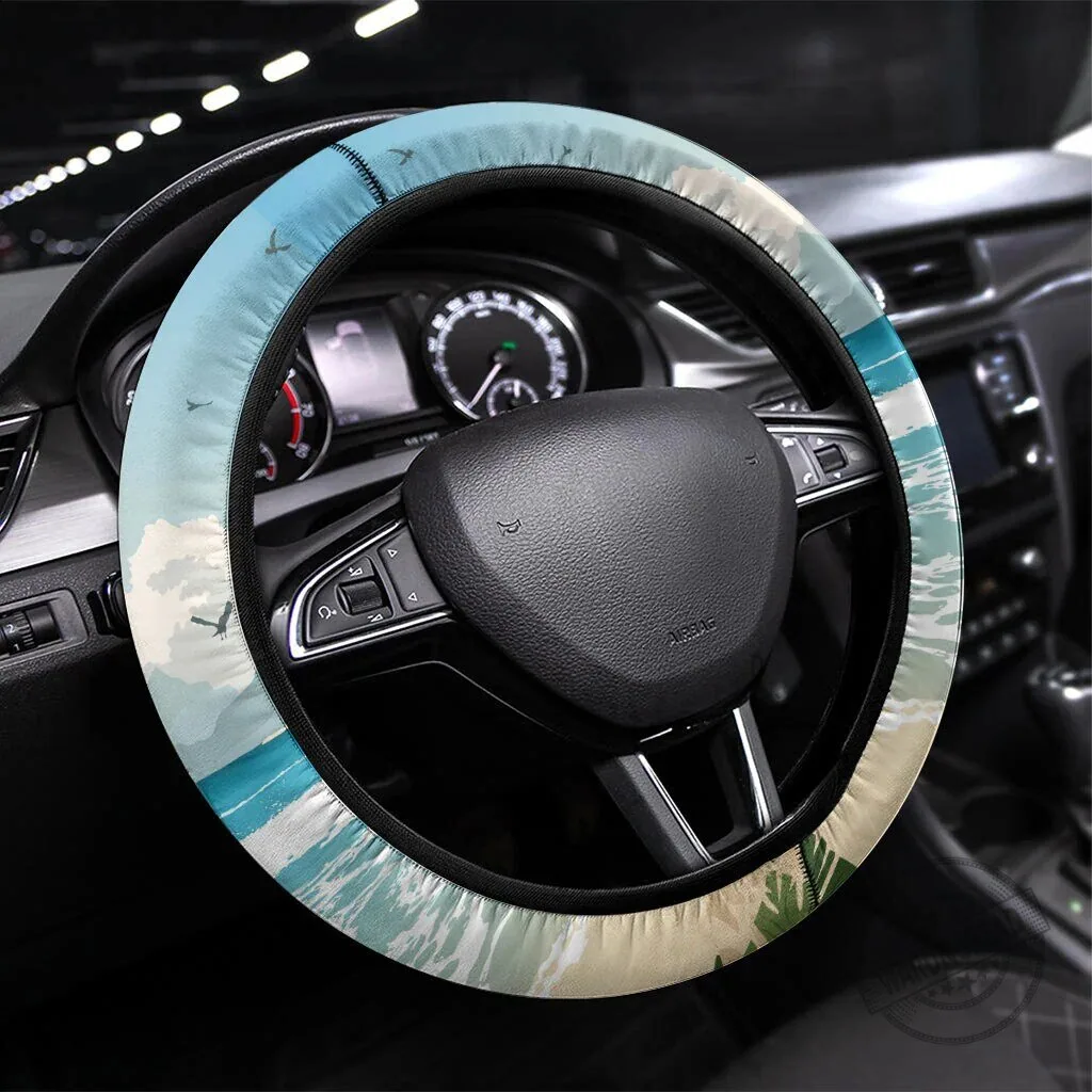 Tropical Beach Paradise Steering Wheel Cover for Car Interior Accessory