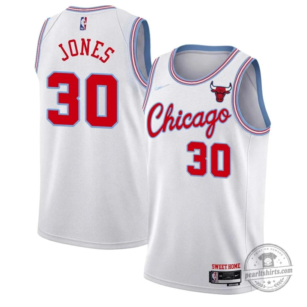 Chicago Bulls Jones Number 30 White Basketball Jersey Chicago Bulls Jones Number 30 White Basketball Jersey