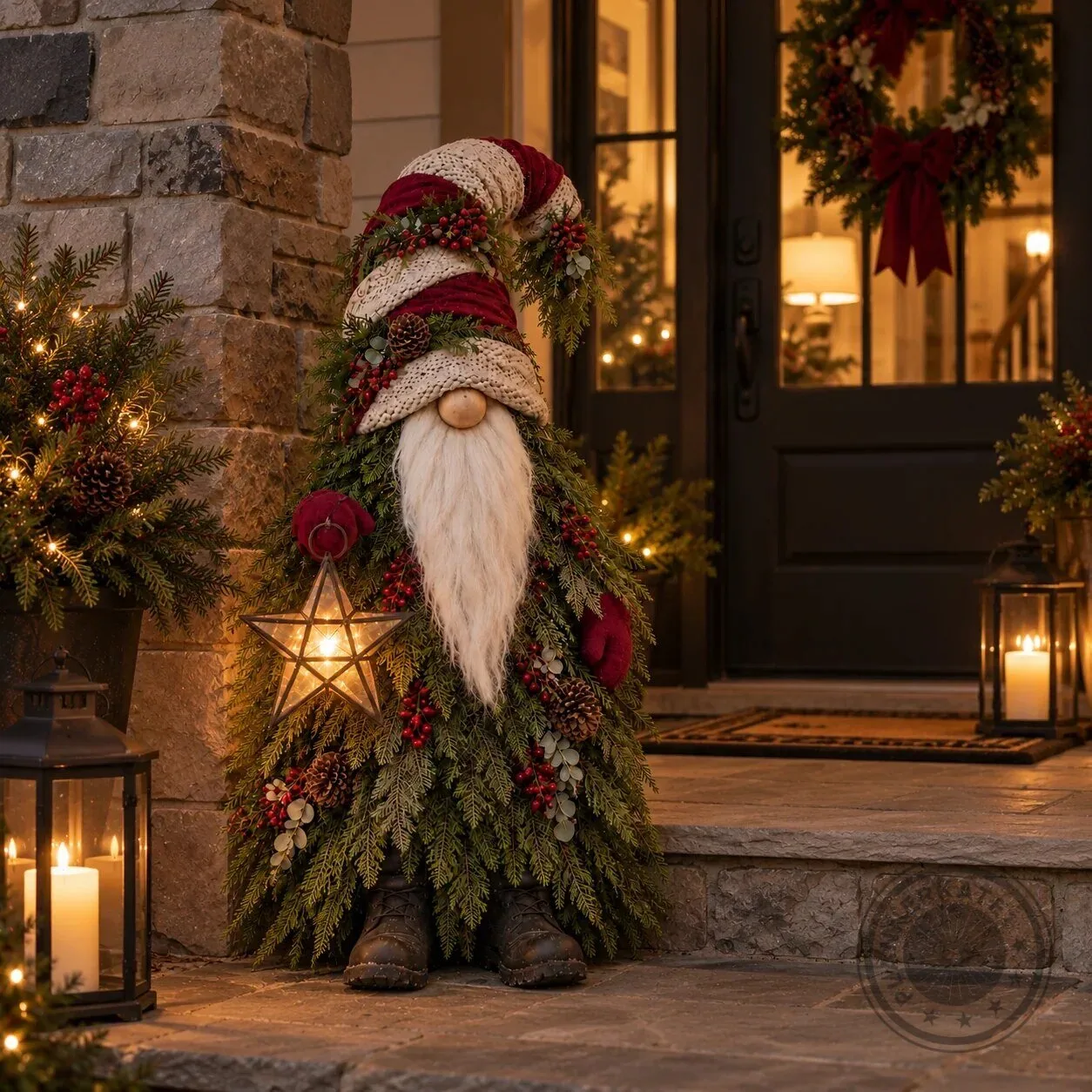 Christmas Evergreen Gnome with Star Lantern Holiday Decoration 13 Christmas Evergreen Gnome with Star Lantern Holiday Decoration