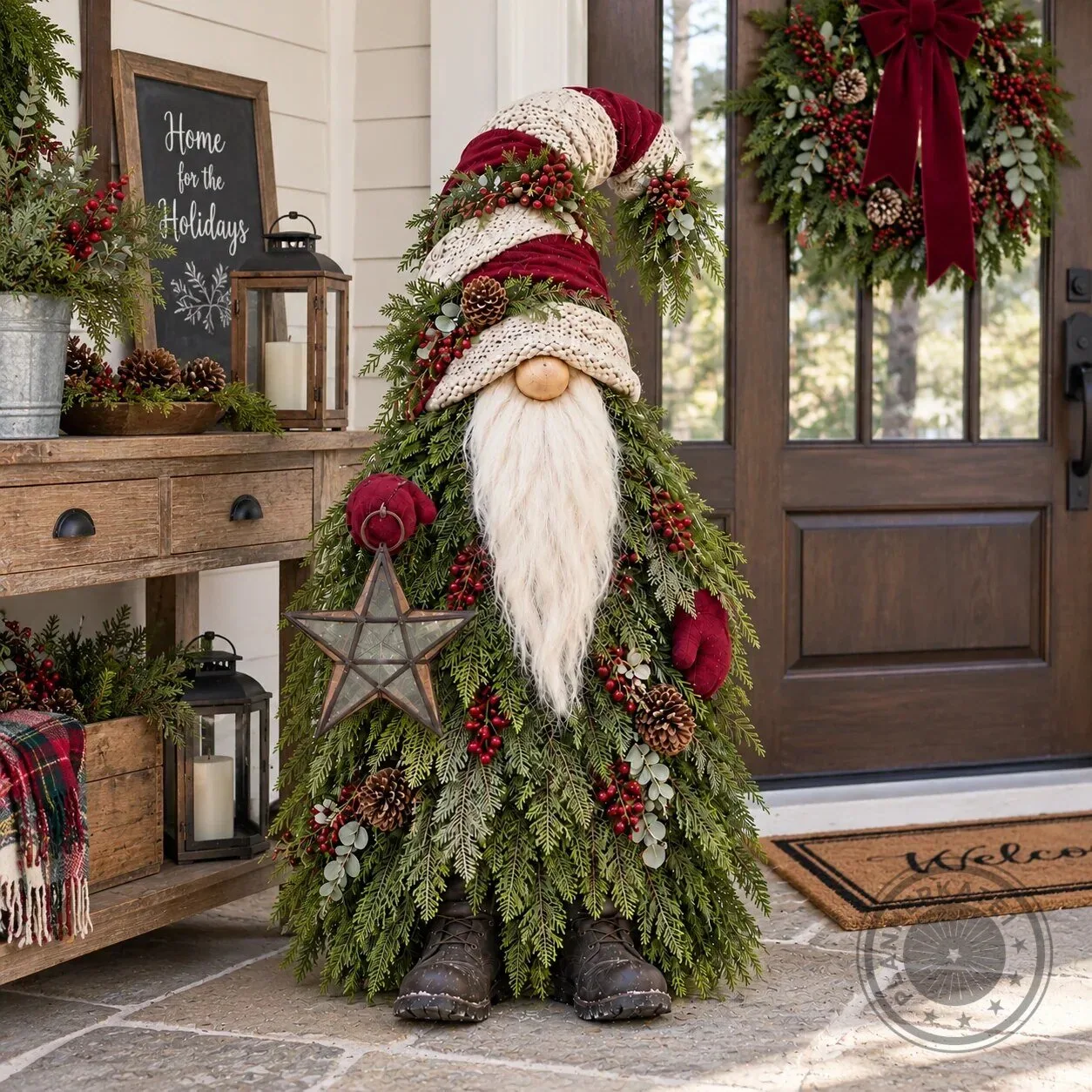 Christmas Evergreen Gnome with Star Lantern Holiday Decoration 14 Christmas Evergreen Gnome with Star Lantern Holiday Decoration