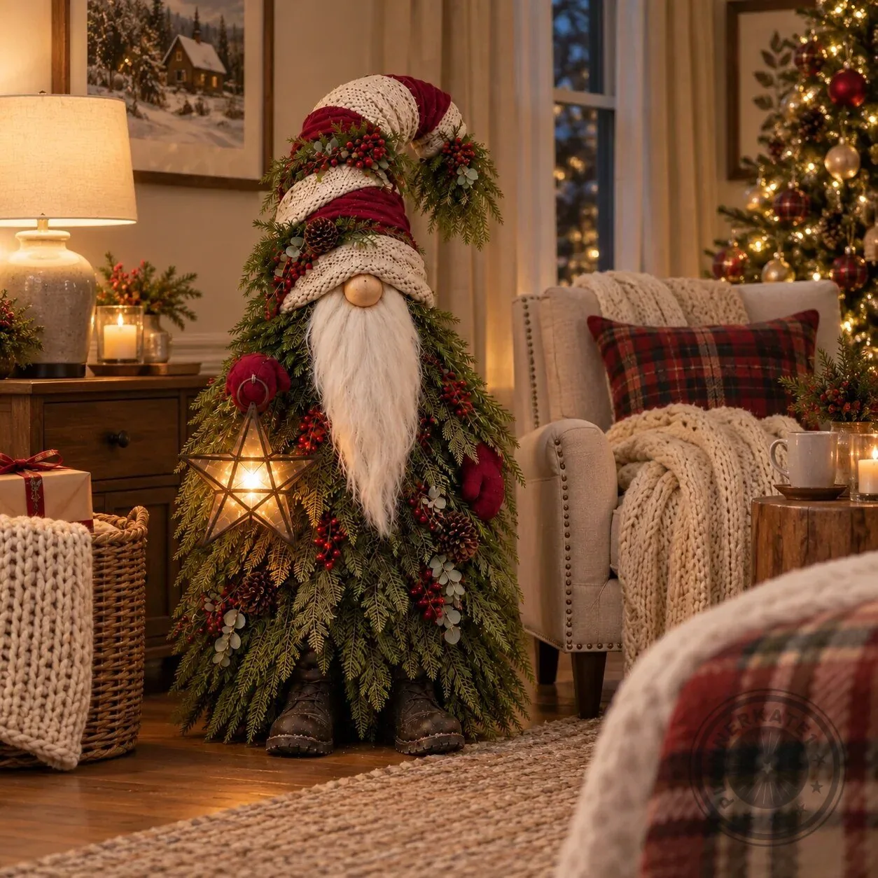 Christmas Evergreen Gnome with Star Lantern Holiday Decoration 15 Christmas Evergreen Gnome with Star Lantern Holiday Decoration