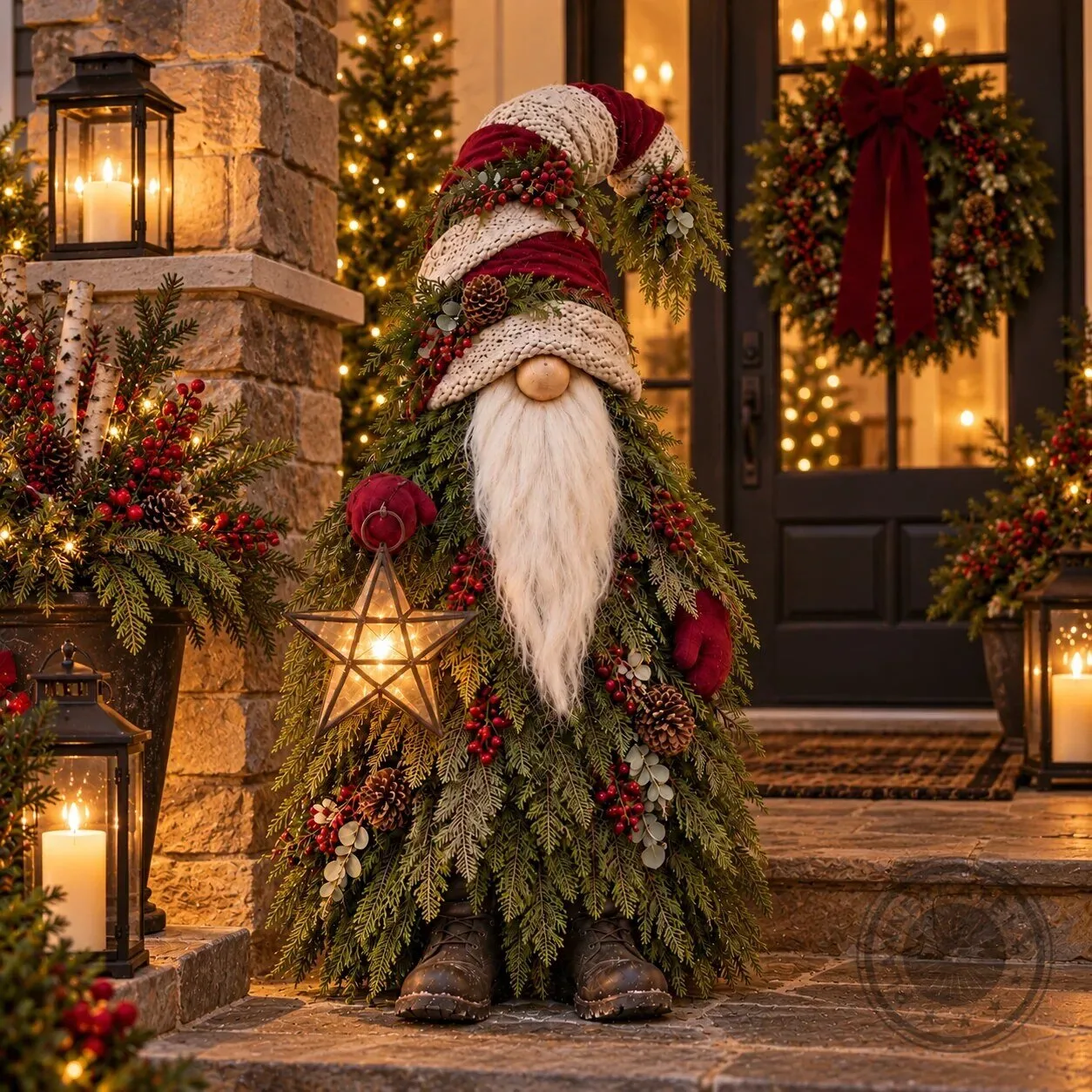 Christmas Evergreen Gnome with Star Lantern Holiday Decoration 19 Christmas Evergreen Gnome with Star Lantern Holiday Decoration