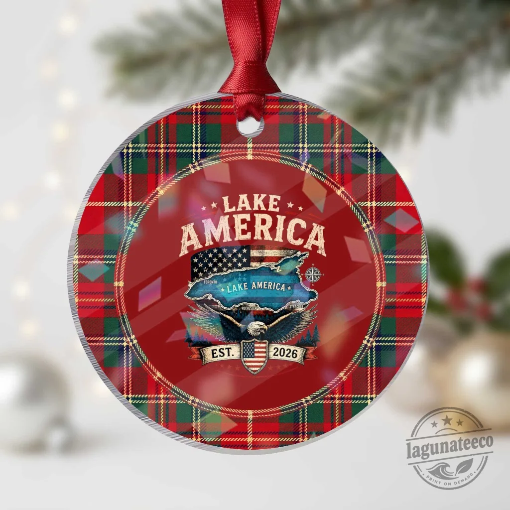 Lake America Est 2026 American Flag Eagle Holographic Acrylic Ornament Lake America Est 2026 American Flag Eagle Holographic Acrylic Ornament
