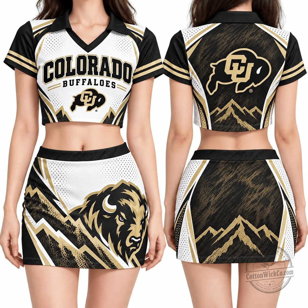 Colorado Buffaloes Women's Cropped Polo Shirt and Skirt Set