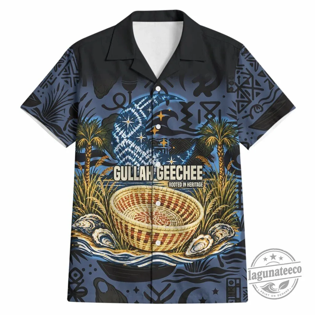 Gullah Geechee Rooted in Heritage Sweetgrass Basket African American Hawaiian Shirt