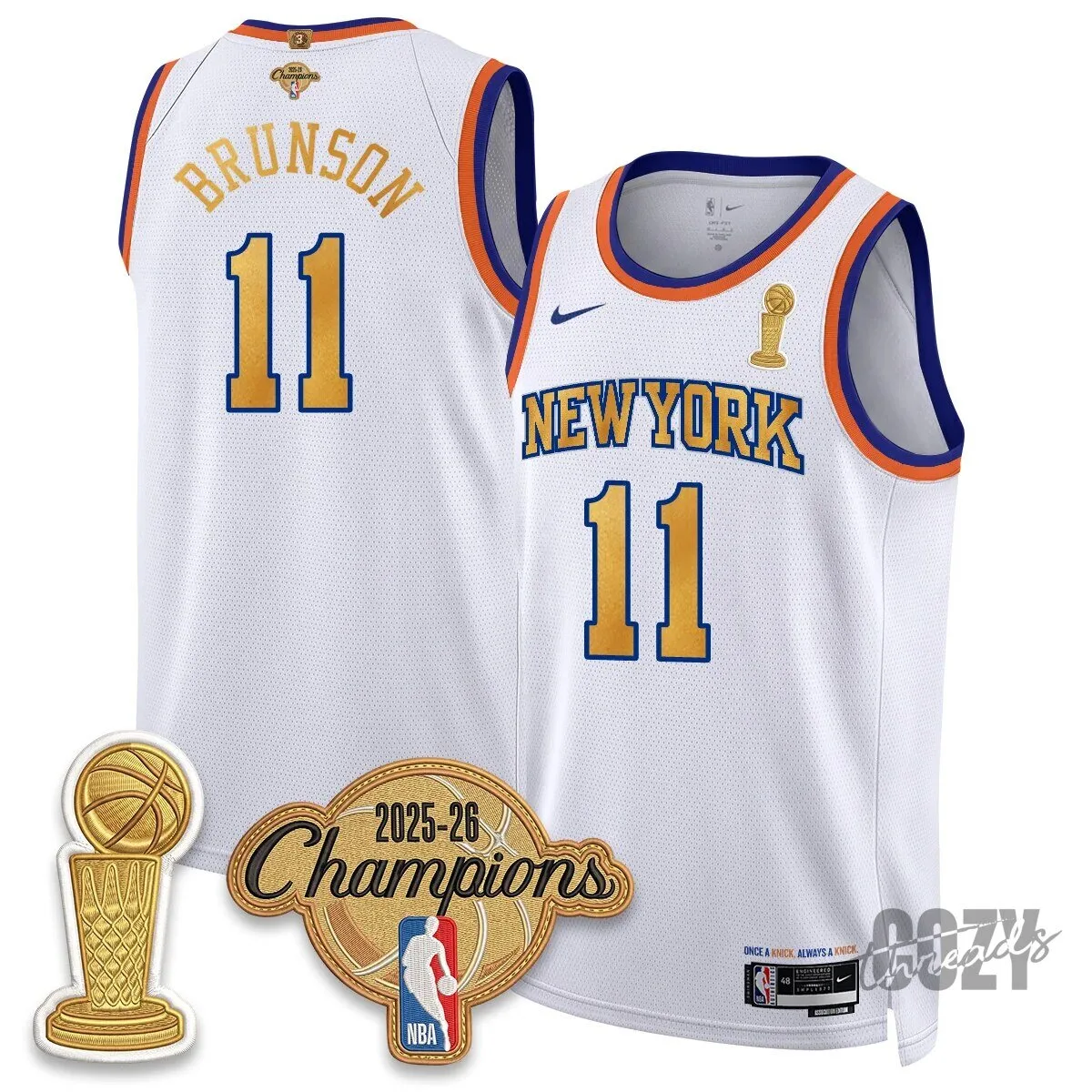 Jalen Brunson 2025-26 White Basketball Jersey – New York Knicks Champions Edition
